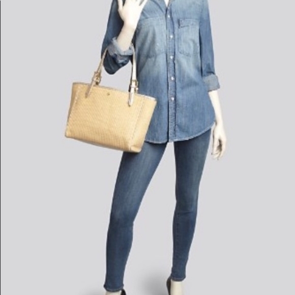 Tory Burch York Straw Small Buckle Tote - Picture 10 of 14